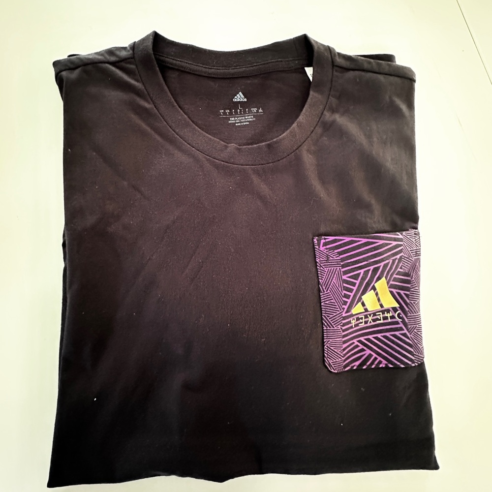 Adidas black T-Shirt with Purple Pocket